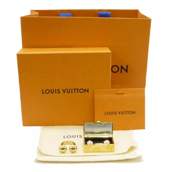 Auth LOUIS VUITTON Berg Studdy Ring with Case Gold Brass M64899 US:6 - Picture 1 of 12
